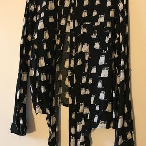 Black button up with adorable cats